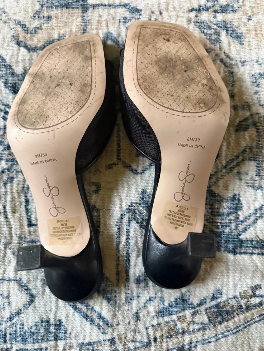 Jessica Simpson Black Square-Toe Slide Mules